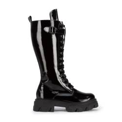 Wittchen Springerstiefel Aus Leder Mit Plateausohle Schwarz Obuwie Lackleder von Wittchen