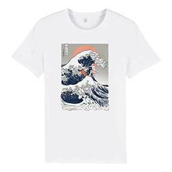 Wituka T-Shirt Kurzarm aus Bio-Baumwolle, Unisex-Bekleidung für Damen und Herren in 5 Größen, weißes T-Shirt, Modell A Grande Onda von Wituka