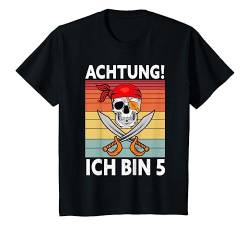 Kinder Achtung ich bin 5 Jahre alt Geburtstag Junge Pirat Party T-Shirt von Witzige Kindergeburtstag Motive