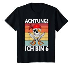 Kinder Achtung ich bin 6 Jahre alt Geburtstag Junge Pirat Party T-Shirt von Witzige Kindergeburtstag Motive