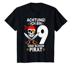 Kinder Achtung ich bin 9 Jahre alt Geburtstag Junge Pirat Party T-Shirt von Witzige Kindergeburtstag Motive