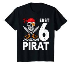 Kinder Lustiges 6 Jahre alt Geburtstag Junge Pirat Party T-Shirt von Witzige Kindergeburtstag Motive