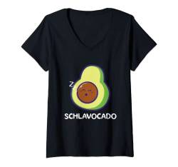 Damen Schlavocado Avocado Schlafshirt Schlafanzug Pyjama Schlafen T-Shirt mit V-Ausschnitt von Witzige Schlavocado Schlafanzug Geschenke