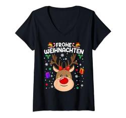 Damen Frohe weihnachten Rentier Shirt lustiges Weihnachts Geschenk T-Shirt mit V-Ausschnitt von Witzige Weihnachts Pyjama Rentier Designs