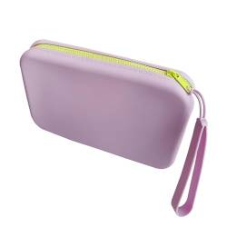 Wizoowip Schmutzabweisender Make-up-Koffer, wasserdichte Silikon-Kosmetiktasche, Reißverschluss, tragbare Aufbewahrung mit abnehmbarem Riemen für Zuhause Violett von Wizoowip