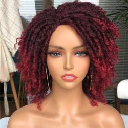 14'' Dreadlock Kurze Lockige Perücke Mit Pony Für Schwarze Frauen Synthetische Perücken Natürliches Haar Ombre Crochet Twist Cosplay von Wjnvfioo