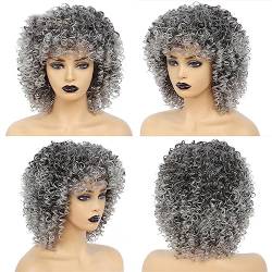 14 "Synthetische Perücken Afro Verworrene Lockige Faser Natürliche Haar Ombre Grau Farbe Krause Perücke Hitze Cosplay Perücken Für Frau R2-0906 14inches von Wjnvfioo