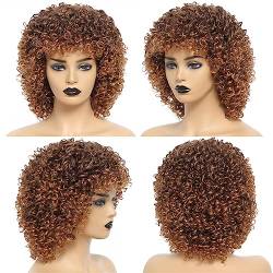 14 "Synthetische Perücken Afro Verworrene Lockige Faser Natürliche Haar Ombre Grau Farbe Krause Perücke Hitze Cosplay Perücken Für Frau T4-30 14inches von Wjnvfioo