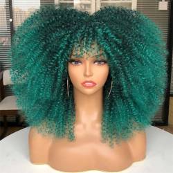 16''Kurze Haare Afro Verworrene Lockige Perücke Mit Pony Schwarze Frauen Cosplay Synthetische Natürliche Leimlose Braun Gemischte Blonde Perücken von Wjnvfioo