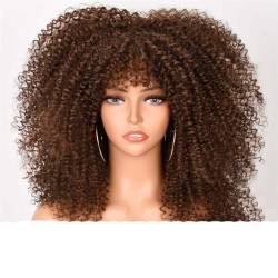 16''Kurze Haare Afro Verworrene Lockige Perücke Mit Pony Schwarze Frauen Cosplay Synthetische Natürliche Leimlose Braun Gemischte Blonde Perücken von Wjnvfioo