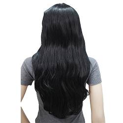 26" Synthetische Perücke Lange Hitze Große Wellige Haare Frauen Cosplay Perücke Hellbraun Mit Hervorgehoben 1 Dark Black 26inches von Wjnvfioo