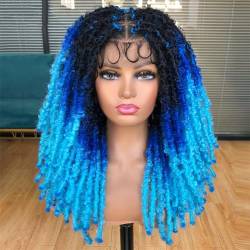 Blaue Volle Spitze Geflochtene Perücken Für Frauen Häkeln Haar Faux Braids Extensions Kunsthaar von Wjnvfioo