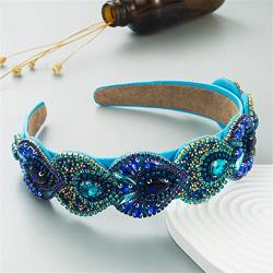 Frauen Blau Stirnband Mode Casual Kristall Haarband Strass Gepolsterte Kopfbedeckung Turban Erwachsene Haar Zubehör 20 von Wjnvfioo