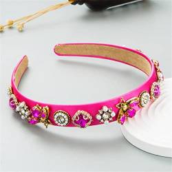 Frauen Rosy Farbe Stirnband Breite Seite Strass Haarband Kristall Turban Mädchen Sommer Schwamm Gepolsterte Haar Zubehör 11 von Wjnvfioo