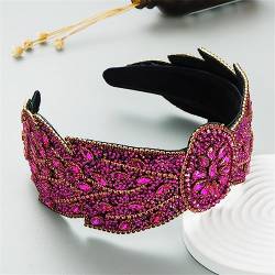 Frauen Rosy Farbe Stirnband Breite Seite Strass Haarband Kristall Turban Mädchen Sommer Schwamm Gepolsterte Haar Zubehör 13 von Wjnvfioo