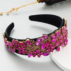 Frauen Rosy Farbe Stirnband Breite Seite Strass Haarband Kristall Turban Mädchen Sommer Schwamm Gepolsterte Haar Zubehör 14 von Wjnvfioo