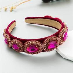 Frauen Rosy Farbe Stirnband Breite Seite Strass Haarband Kristall Turban Mädchen Sommer Schwamm Gepolsterte Haar Zubehör 19 von Wjnvfioo