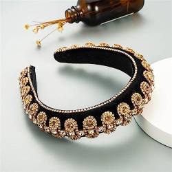 Gold Farbe Kristall Haarband Strass Retro Stirnbänder Französisch Haar Hoop Stirnband Gepolstert Haarband Haar Zubehör FG803 von Wjnvfioo