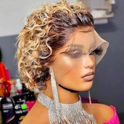 Kurz Geschnittene Perücke Aus Echthaar, 15,2 Cm, 13 X 1, Brasilianisches Remy-Haar, Lockige Bob-Perücke, Transparente Spitze, Vorgezupfter Haaransatz von Wjnvfioo