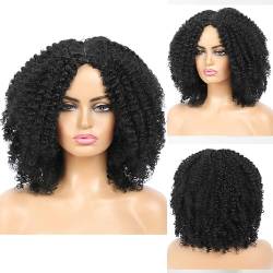 Kurze, Verworrene, Lockige Afro-Perücken Für Damen, Ombre-Braun, Synthetischer Mittelteil, Naturhaar, Schwarz, Tägliche Party-Kopfbedeckung Mit Clips von Wjnvfioo