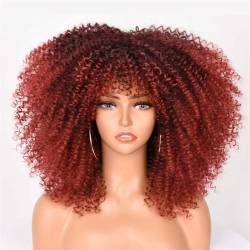 Kurze Afro-Perücke Mit Verworrenen Locken Und Pony Für Schwarze Frauen Natürliches Synthetisches Ombre Leimloses Blondes Cosplay von Wjnvfioo