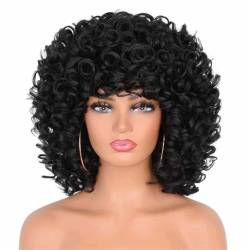 Kurze Haare Afro Lockige Perücke Natürliche Blonde Perücken Mit Pony Cosplay Lolita Synthetische Perücken Für Frauen Wärme Faser von Wjnvfioo