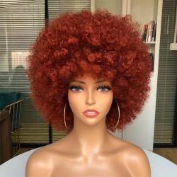 Kurze Haare Afro Verworrene Lockige Perücke Mit Pony Damen Perücken Cosplay Blonde Perücke Rosa Synthetische Perücke Halloween Schwarze Perücke von Wjnvfioo