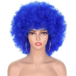 Kurze Haare Afro Verworrene Lockige Perücke Mit Pony Damen Perücken Cosplay Blonde Perücke Rosa Synthetische Perücke Halloween Schwarze Perücke von Wjnvfioo