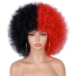 Kurze Haare Afro Verworrene Lockige Perücke Mit Pony Damen Perücken Cosplay Blonde Perücke Rosa Synthetische Perücke Halloween Schwarze Perücke von Wjnvfioo