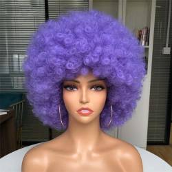 Kurze Haare Afro Verworrene Lockige Perücke Mit Pony Damen Perücken Cosplay Blonde Perücke Rosa Synthetische Perücke Halloween Schwarze Perücke von Wjnvfioo