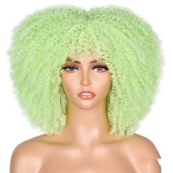 Kurze Haare Afro Verworrene Lockige Perücke Mit Pony Synthetische Cosplay Flauschige Natürliche Perücken Hohe Temperatur Für Schwarze Frauen von Wjnvfioo