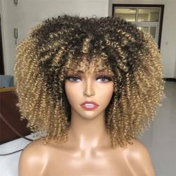 Kurze Haare Afro Verworrene Lockige Perücke Mit Pony Synthetische Cosplay Flauschige Natürliche Perücken Hohe Temperatur Für Schwarze Frauen von Wjnvfioo