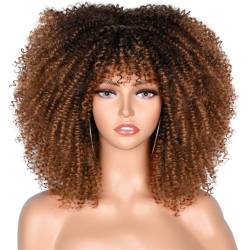 Kurze Haare Afro Verworrene Lockige Perücke Mit Pony Synthetische Cosplay Flauschige Natürliche Perücken Hohe Temperatur Für Schwarze Frauen von Wjnvfioo