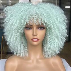 Kurze Haare Afro Verworrene Lockige Perücke Mit Pony Synthetische Cosplay Flauschige Natürliche Perücken Hohe Temperatur Für Schwarze Frauen von Wjnvfioo