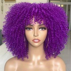 Kurze Haare Afro Verworrene Lockige Perücke Mit Pony Synthetische Cosplay Flauschige Natürliche Perücken Hohe Temperatur Für Schwarze Frauen von Wjnvfioo