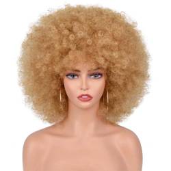 Kurze Haare Afro Verworrene Lockige Perücken Mit Pony Für Schwarze Frauen Synthetische Perücke Afrikanische Natürliche Blonde Cosplay Leimlos von Wjnvfioo