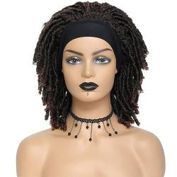 Kurze Ombre-Stirnband-Perücke Synthetische Perücken Für Schwarze Frauen Künstliche Afrikanische Frisur Geflochtene Perücken Häkelfaserhaar 1b-30 6inches von Wjnvfioo