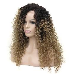 Lange Hitzeblonde Ombre-Perücke Mit Verworrenen Locken Und Spitze Vorne TT6-23C von Wjnvfioo