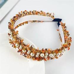 Quaste Blume Bands Für Frauen Perle Haar Hoop Bling Haarband Haar Zubehör Für Mädchen Orange von Wjnvfioo
