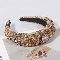 Rosa Farbe Strass Stirnband Barock Mode Kristall Perlen Stirnband Für Frauen AY07-Gelb von Wjnvfioo