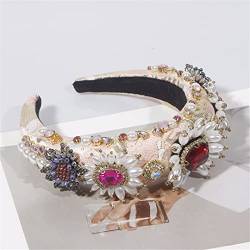 Rosa Farbe Strass Stirnband Barock Mode Kristall Perlen Stirnband Für Frauen AY08-Pink von Wjnvfioo