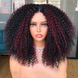 Spitze Front Perücken Für Frauen Kurze Bob Perücke Afro Verworrene Lockige Perücken Ombre Braun Synthetische Natur Haar Schwarz Kopfbedeckung Mit Clip von Wjnvfioo