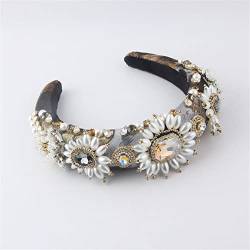 Strass Barock Breite Stirnbänder Für Frauen Party Elastische Haarband Haarschmuck Haar Hoop AY08-Grau von Wjnvfioo