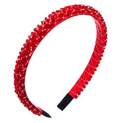 Voller Kristall-Haarschmuck, Haarbänder, glitzernd, gepolstert, Strass, Stirnbänder, Kopfschmuck, Rosa, Damen-Stirnband, 7-Rot von Wjnvfioo