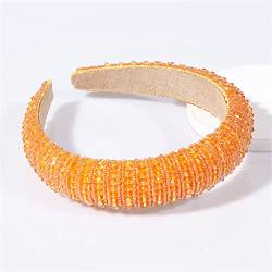 Voller Kristall-Haarschmuck, Haarbänder, glitzernd, gepolstert, Strass, Stirnbänder, Kopfschmuck, Rosa, Damen-Stirnband, 8-Orange von Wjnvfioo