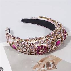 Voller Kristall Perle Barock Haarband Gepolstert Strass Prinzessin Stirnband Für Kopfschmuck Geburtstag Haar Schmuck AY07-Pink von Wjnvfioo