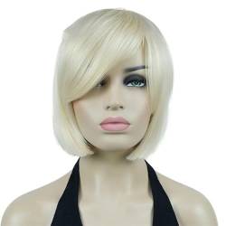 Weiße Blonde Bob-Perücke, Kurz, Glatt, Mit Seitlichem Pony, Synthetische Vollhaar-Perücken Für Damen 613 Blonde von Wjnvfioo