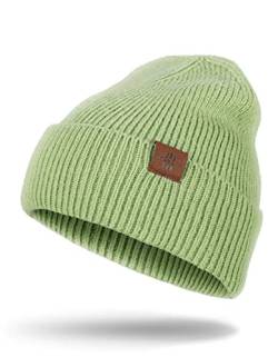 Beanie Mütze Herren Warme Acryl Haube Herren Winter Unisex Leicht und Weich, Geschenk für Freundin Männer Frauen (Creme Grün) von Wmcaps