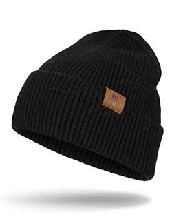 Beanie Mütze Herren Warme Acryl Haube Herren Winter Unisex Leicht und Weich, Geschenk für Freundin Männer Frauen (Schwarz) von Wmcaps