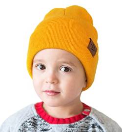 Mütze Kinder Jungen, Warme Weiche Wintermützen für Mädchen Kleinkind Baby, Doppellagige Strickmütze Kinder (Gelb) von Wmcaps